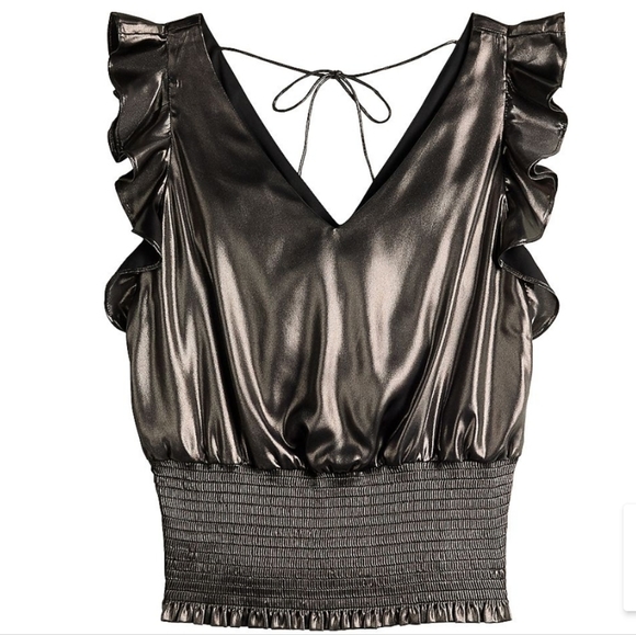 Nine West sleeveless ruffle smocked hem top 🩶 - Picture 2 of 8